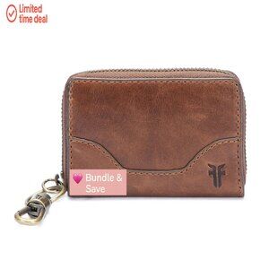 Genuine Leather Zip Wallet with Clip, 3 Card Slots, 4 Pockets, Compact Size